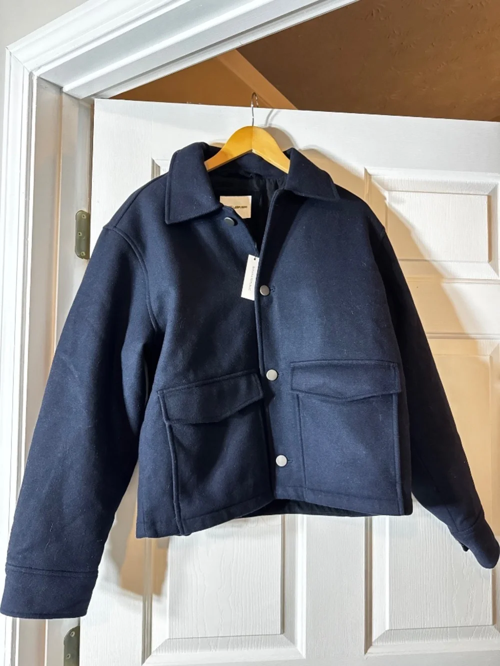 NWT! BANANA REPUBLIC MEN’S NAVY DOUBLE-FACED WOOL-BLEND UTILITY JACKET 🎺791185